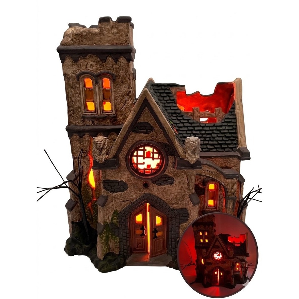 Department 56 Halloween The Haunted Church Lighted Building W/Box Retired